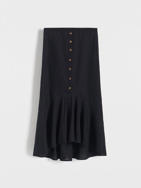 Reserved Women's Black Linen Buttoned Midi Skirt |Reserved In Lebanon