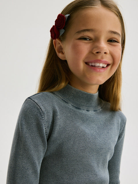 Reserved Girl's Washed Navy Stand-Up Collar Sweater | Reserved In Lebanon