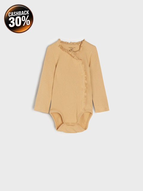 Sinsay Baby Girl's Beige Ribbed Bodysuit With Ruffle Details | Sinsay In Lebanon