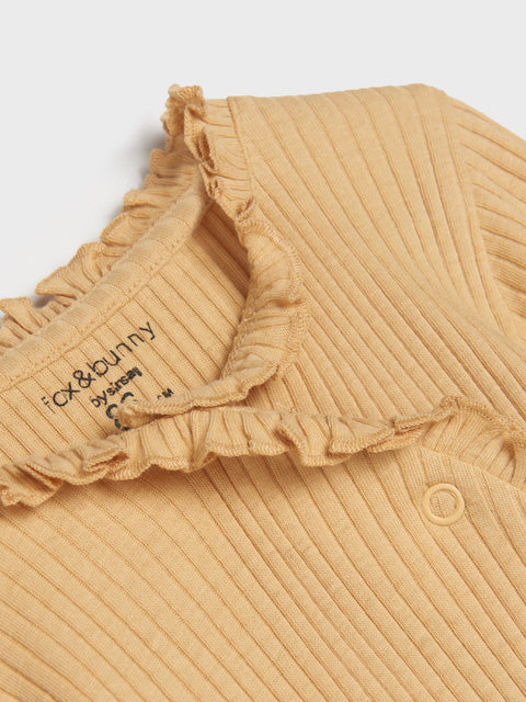 Sinsay Baby Girl's Beige Ribbed Bodysuit With Ruffle Details | Sinsay In Lebanon
