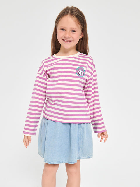 Sinsay Girl's Pink/White Striped Long Sleeve Blouse With Decorative Patch | Sinsay In Lebanon