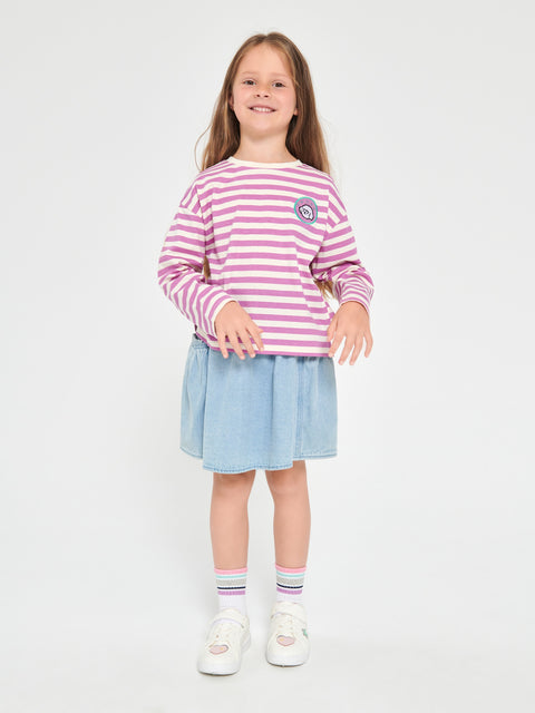 Sinsay Girl's Pink/White Striped Long Sleeve Blouse With Decorative Patch | Sinsay In Lebanon