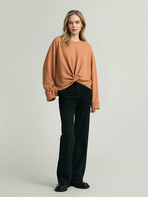 Hippie Rose Women's Camel Long Sleeve Blouse |Hippie Rose In Lebanon