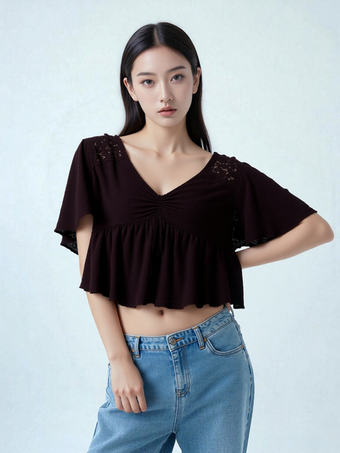Hippie Rose Women's Black Short Sleeve Blouse  |Hippie Rose  In Lebanon