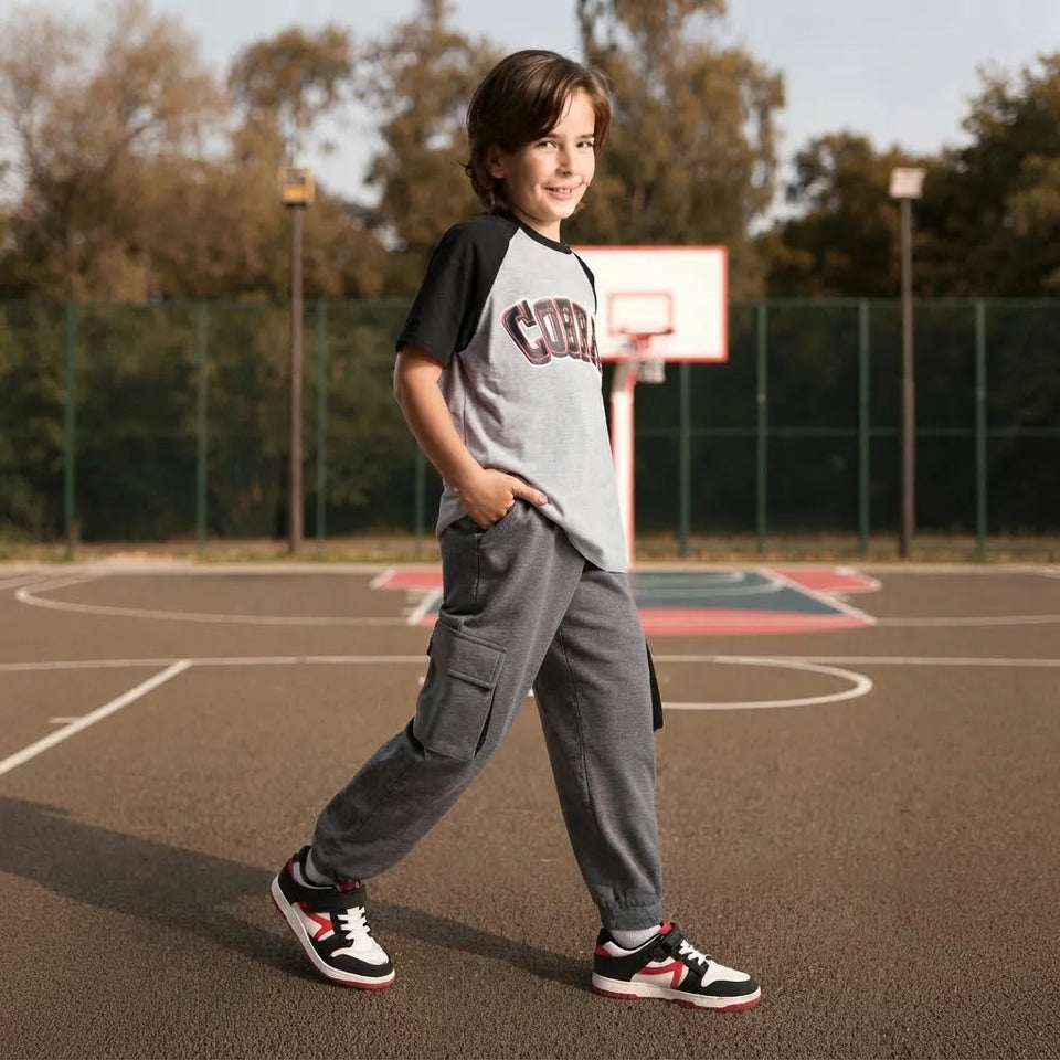 Sinsay Boy's Grey Elastic Waist Cargo Sweatpants