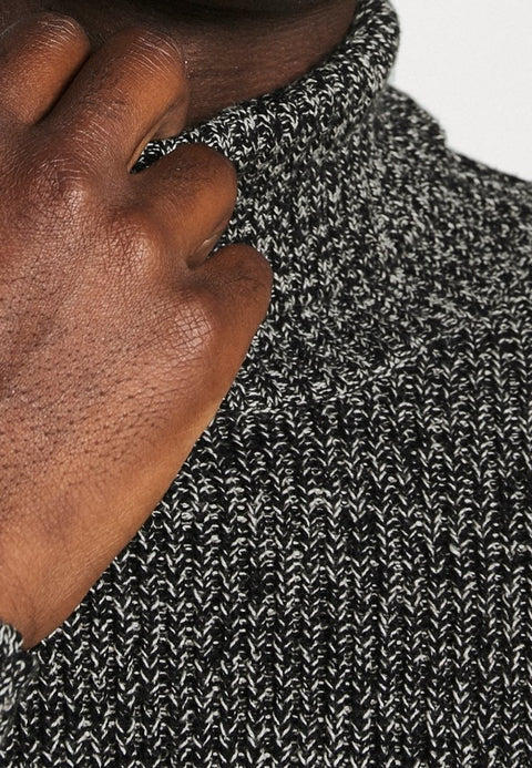 Redefined Rebel Men's Black Heather Knit Turtle Neck Sweater | Redefined Rebel In Lebanon
