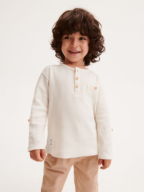 Reserved Boy's Off White Long Sleeve Blouse |Reserved In Lebanon