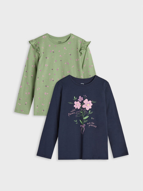 Sinsay Girl's Green/Navy  Long sleeve Pack of 2 Blouse  | Sinsay in Lebanon