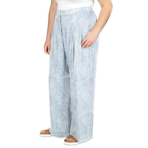 Michael Kors Women's Blue Petal Front-Pleat Wide-Leg Pants  |Michael Kors  In Lebanon