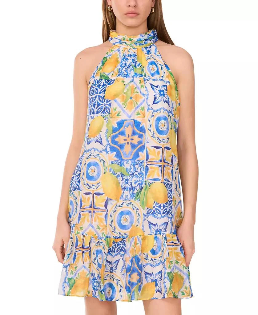 MSK Women's Multicolor Printed Halter-Neck Ruffle Dress|MSK In Lebanon