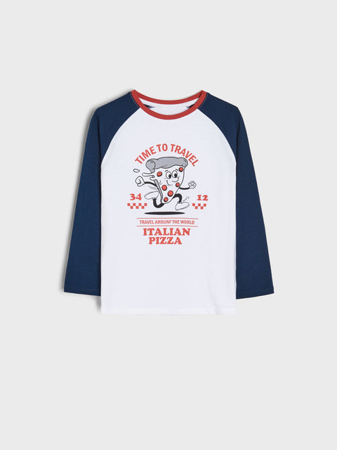 Sinsay Boys’ White & Navy Raglan Long Sleeve T-Shirt | Sinsay in Lebanon