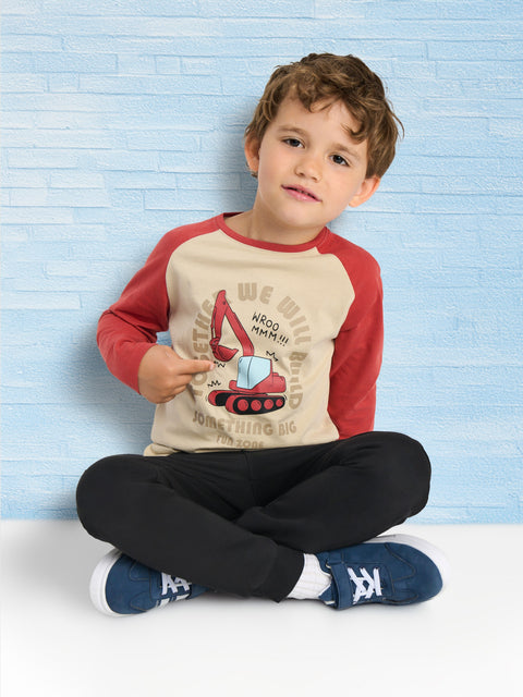 Sinsay Boy's Beige/Red Long-sleeved with Print Blouse | Sinsay in Lebanon