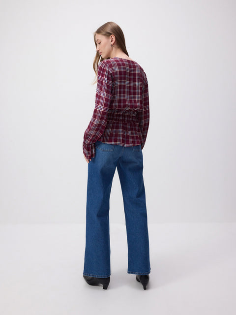 Reserved Women's burgundy Check viscose blouse | Reserved In Lebanon