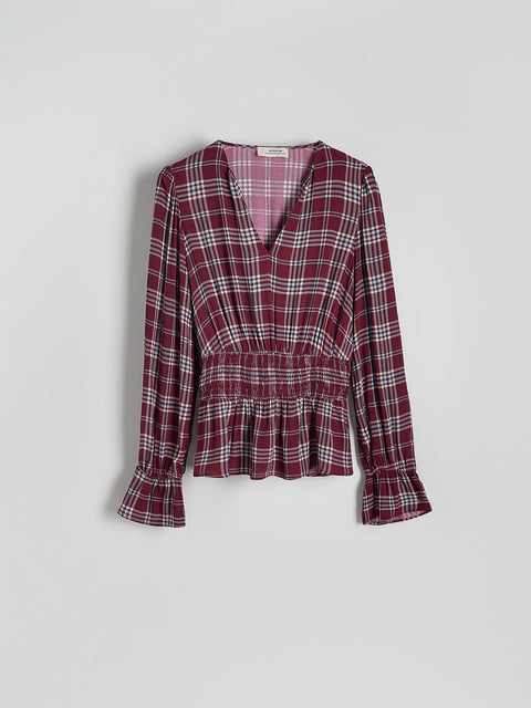 Reserved Women's burgundy Check viscose blouse | Reserved In Lebanon
