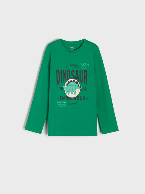 Sinsay Boy's Beige/Green Long Sleeve Blouse With Dino Print | Sinsay In Lebanon