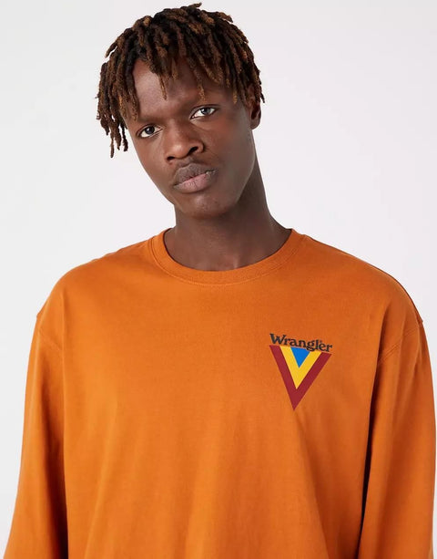 Wrangler Men's Nutmeg Brown Chest Logo Long Sleeve Blouse | Wrangler In Lebanon