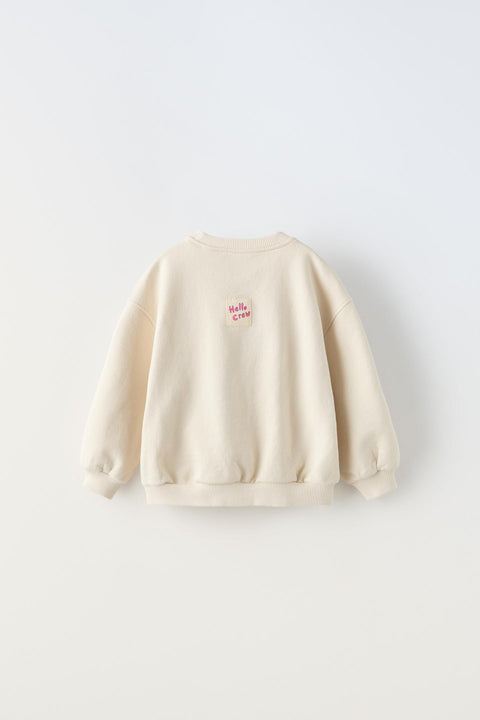 Zara Girl's Beige "The Moon Follows The Sun" Graphic Sweatshirt | Zara In Lebanon