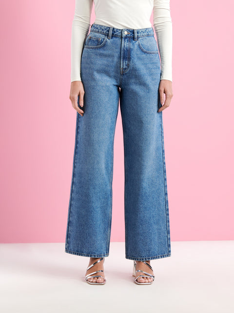 Sinsay Women's Blue High Waist Tall Wide Leg Jeans|Sinsay In Lebanon