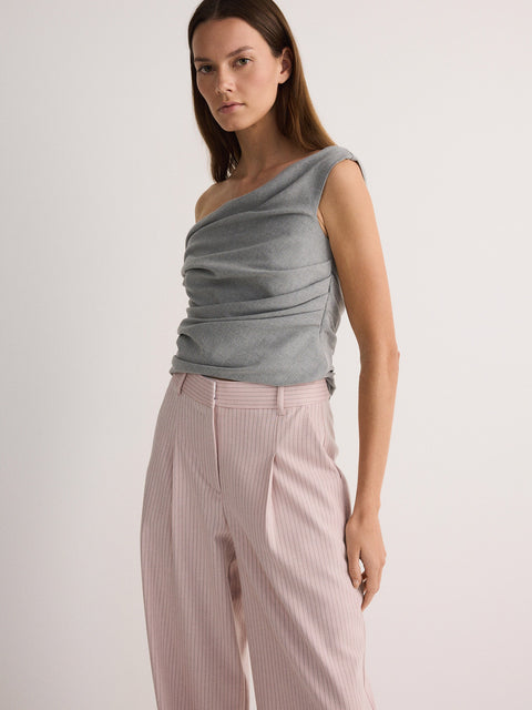 Reserved Women's Light Pink Viscose Rich Wide Leg Trousers With Pleats | Reserved In Lebanon