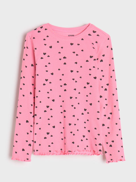 Sinsay Girl's Dusty Rose Long Sleeve Printed Blouse | Sinsay In Lebanon
