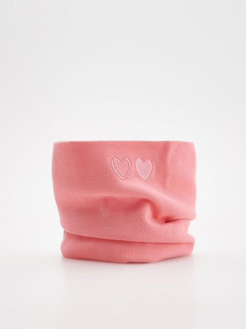 Reserved Women's Pink Ribbed Heart Patterned Snood |Reserved In Lebanon
