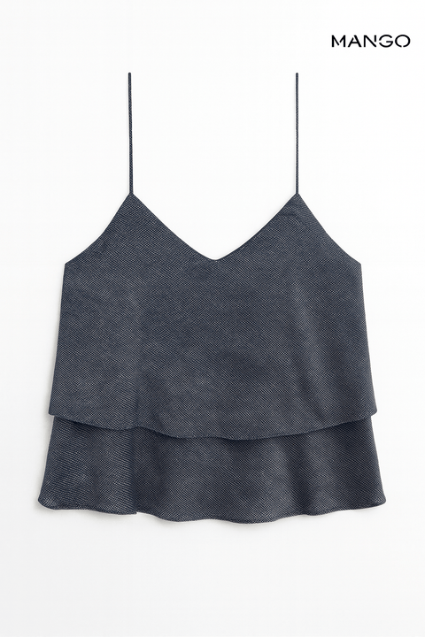 Mango Women's Navy Blue Polka Dot Sleeveless Blouse| Mango in Lebanon
