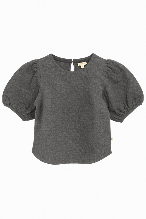 POMPdeLUX Girl's Grey Puff Sleeve blouse | POMPdeLUX In Lebanon