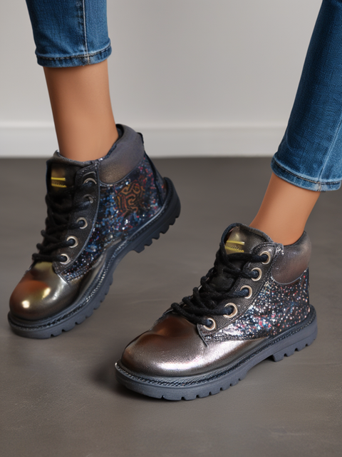 You Young Coveri Girl's Metalic Grey Ankled Boot | You Young Coveri In Lebanon