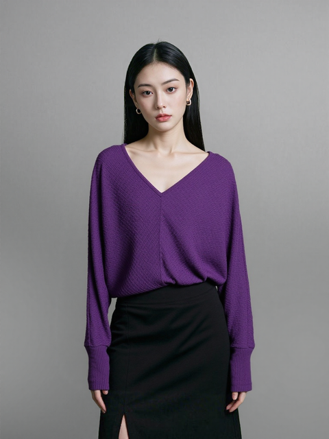 BCX Women's Purple Long Sleeve Blouse |BCX In Lebanon
