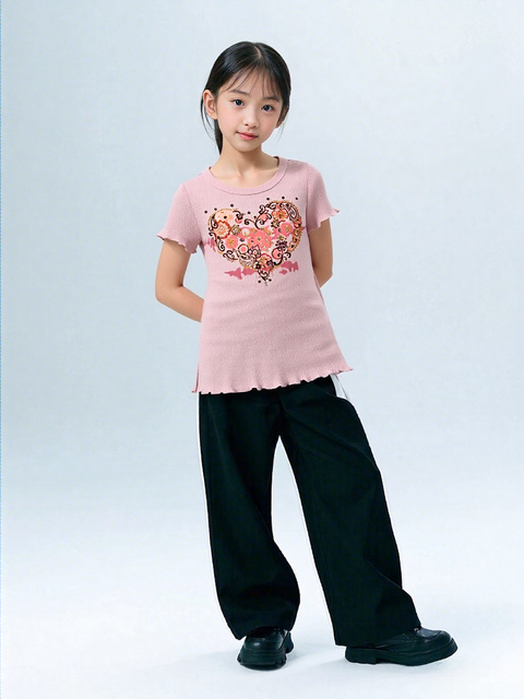 Beautees Girl`s Rose T-Shirt | Beautees In Lebanon