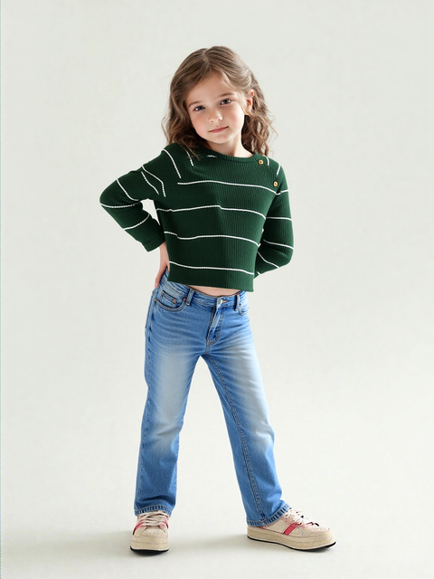 Little Me Baby Green Striped Blouse | Focus in Lebanon