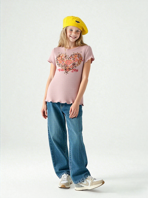 Beautees Girl`s Rose T-Shirt | Beautees In Lebanon