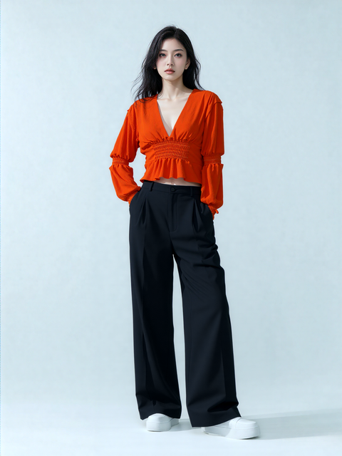 Zara Women's Brick Long-Sleeve Blouse | Zara in Lebanon