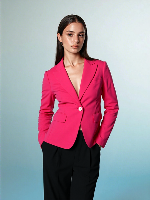 Michael Kors Women's Deep Fuchsia One-Button Stretch Formal Blazer | Michael Kors In Lebanon