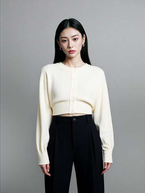 Calvin Klein Jeans Women's White Long-Sleeve Crewneck Porcelain Cardigan | Calvin Klein Jeans In Lebanon