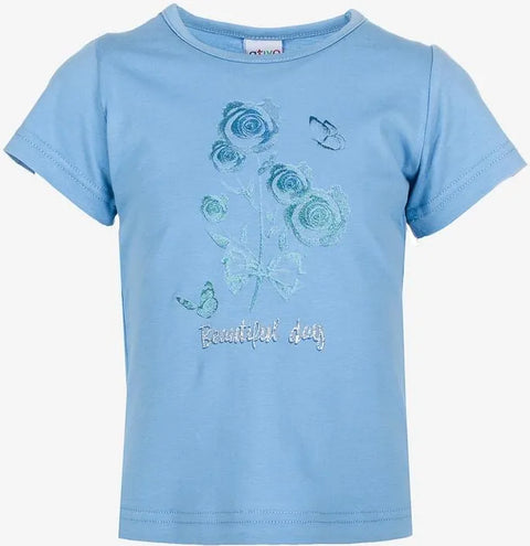 Ativo Baby Girl's Blue Printed T-Shirt | Ativo In Lebanon