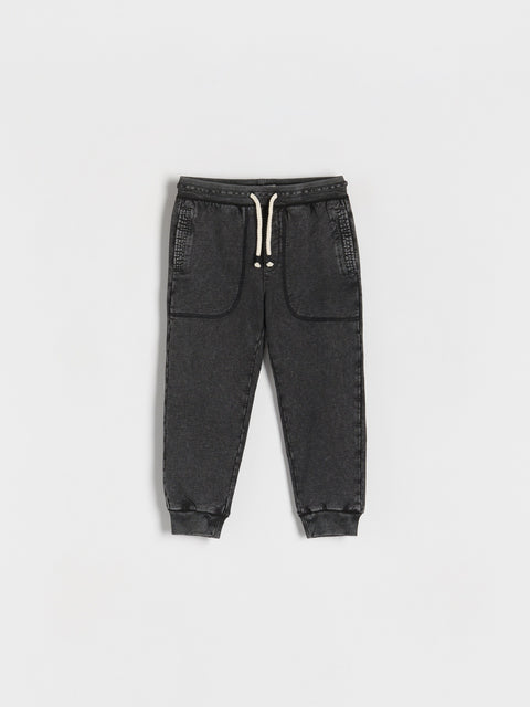 Reserved Baby Boy's Black Joggers With Wash Effect | Reserved In Lebanon