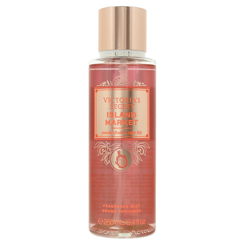 Victoria's Secret Island Market fragrance mist bottle on a white background