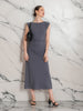 Sinsay Women's Dark Grey Midi Dress With Gathering | Sinsay In Lebanon