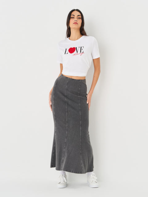 Sinsay Women's Grey Maxi Skirt With Elastic Waistband | Sinsay In Lebanon