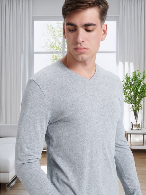 Sinsay Men's Gray V-Neck Long Sleeve Blouse | Sinsay In Lebanon