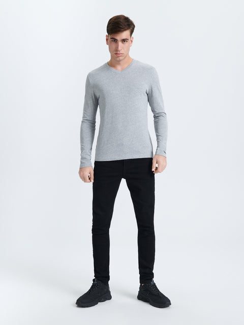 Sinsay Men's Gray V-Neck Long Sleeve Blouse | Sinsay In Lebanon