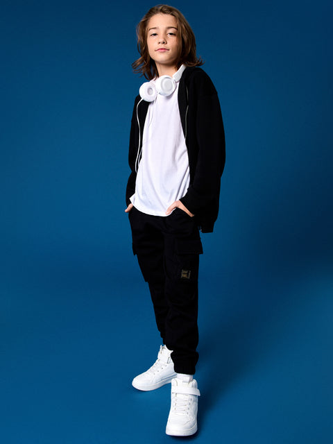 Sinsay Boy's Black Cotton-Blend Sweatpants With Cuffs | Sinsay In Lebanon