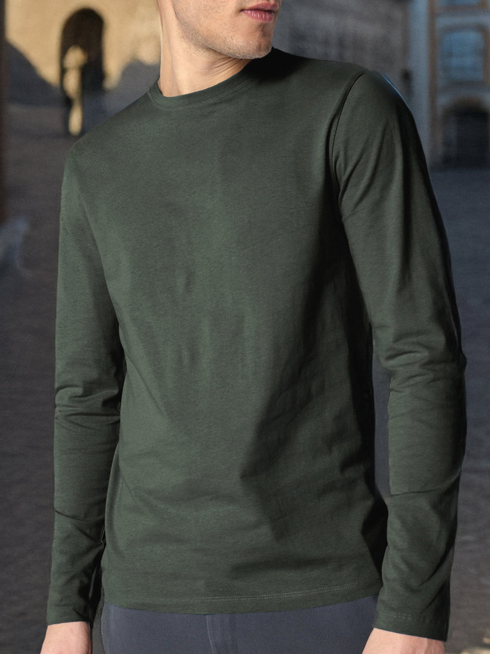 Sinsay Men's Olive Green Crew Neck Long Sleeve Blouse|Sinsay In Lebanon