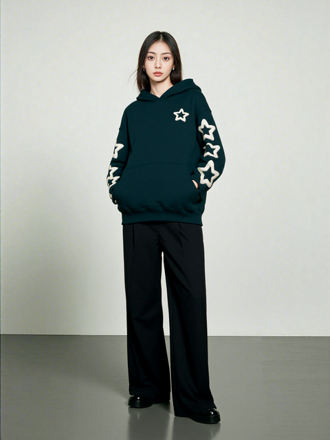 Ultra Flirt Women's Black Novelty Fleece Star Hoodie | Ultra Flirt In Lebanon