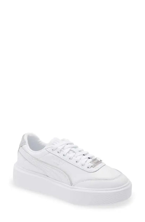 Puma Women's White & Silver Oslo Maja Metal Sneakers | Puma In Lebanon
