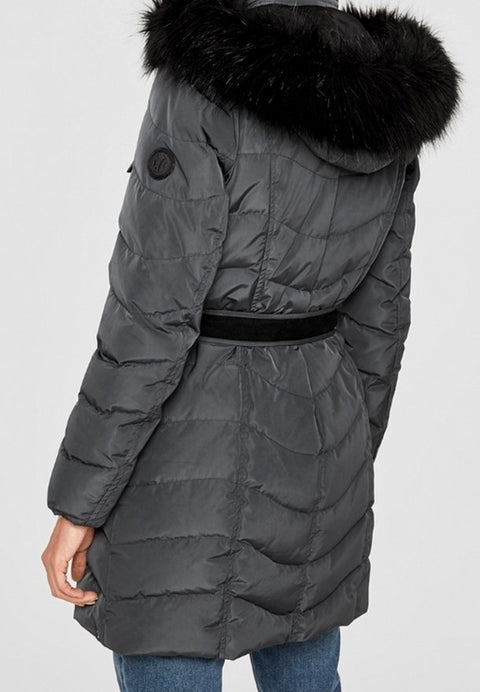 S.Oliver Women's Dark Gray Quilted Hooded Coat |S.Oliver In Lebanon