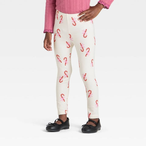 Cat & Jack Girl's White Candy Canes Printed Leggings | Cat & Jack In Lebanon