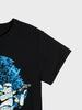 Black t-shirt with a graphic of a stormtrooper from Star Wars on a light gray background