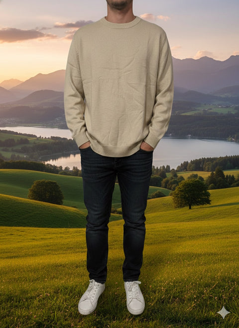 Jack & Jones  Men's Beige Crew Neck Knitted Sweater| Jack & Jones In Lebanon